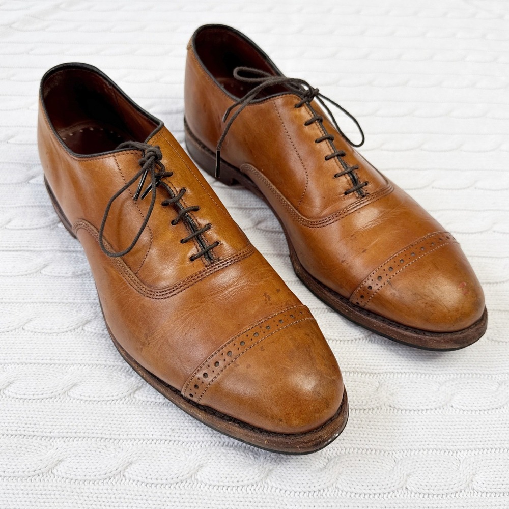 Brooks Brothers Mens 10 D Tan Leather Cap Toe Oxford‎ Dress Shoes Made in USA
